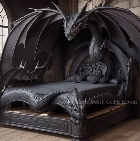 Dark Gothic Bedroom with Dragon Bed
