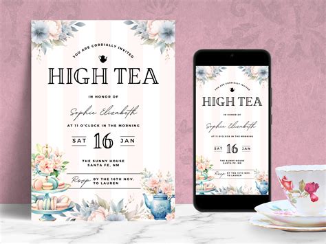 Womens Tea Invitation Template Ladies High Tea Invitations
