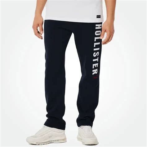 HOLLISTER MEN STRAIGHT LEG SWEATPANTS BIG APPLIQUE LOGO - WOWSOUQ