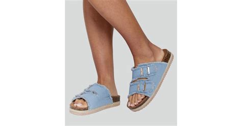 South Beach Blue Fringed Buckle Strap Sandals | New Look