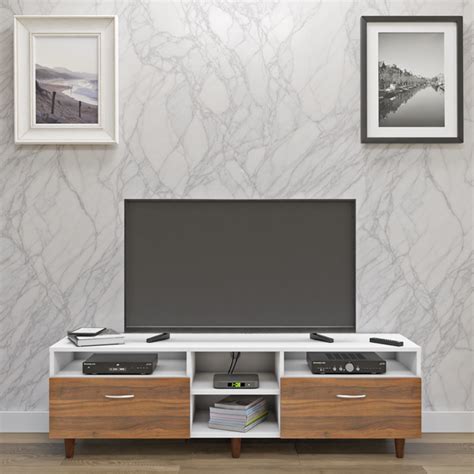 TV Unit | 2 Drawers, Open Shelves | Dual Color – VIKI FURNITURE