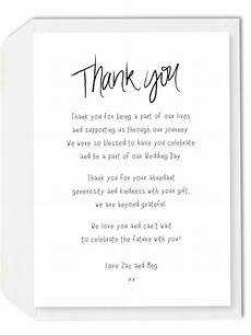 Wedding Gift Thank You Wording by 7 Wording Ideas For Your Wedding Thank You Cards Wedding Gift Thank You Wording