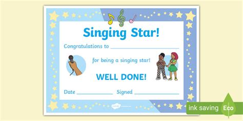 Singing Star Certificate,best singer certificate