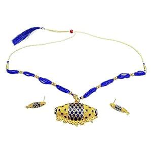 Buy Daneen Jewellery Alloy Copper Gold-Plated Assamese Traditional Blue ...