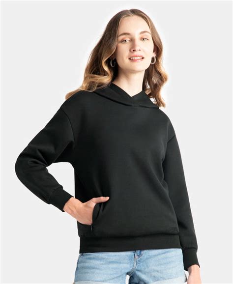 Buy Microfiber Cotton Blend Elastane Stretch Drop Shoulder Hoodie ...