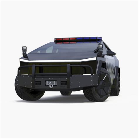 Tesla Cybertruck Police Patrol Vehicle Rigged for Cinema 4D 3D model ...