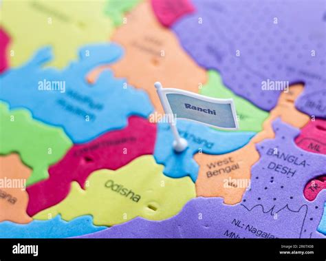 Selective focus on Ranchi - the capital city of Jharkhand on an Indian map Stock Photo - Alamy