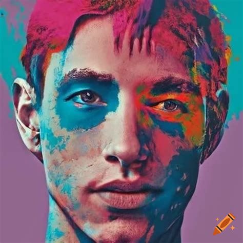 Pop art men's faces in warhol style