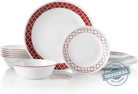 Corelle Crimson Trellis 18-piece Dinnerware Set, | Ubuy India