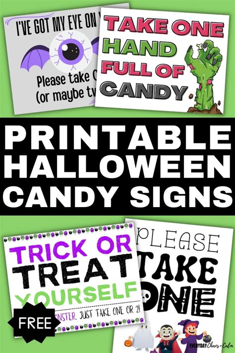 Free Printable Halloween Candy Signs