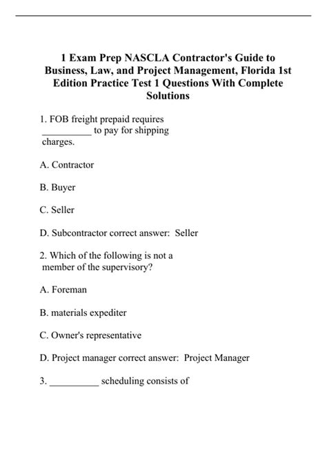 1 Exam Prep NASCLA Contractor's Guide to Business, Law, and Project ...