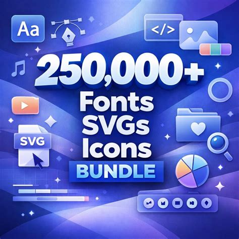250,000+ Fonts & Icons Bundle Svgs, Pngs, Digital Design Assets - Etsy
