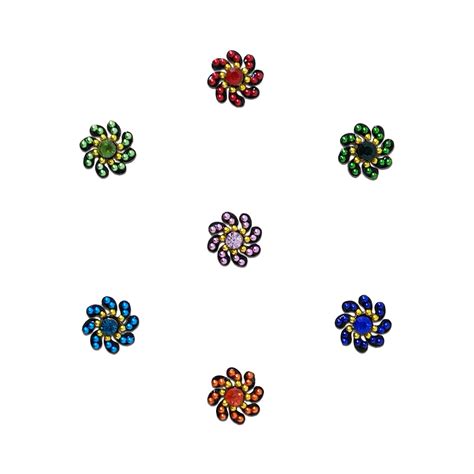 Comet Busters® Multicolor Floral Diamond, Shiny Beads, PVC Bindi (7mm ...