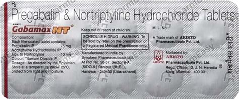 Gabamax Nt 75/10mg Strip Of 10 Tablets: Uses, Side Effects, Price ...