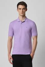 Buy Men Purple Solid Polo Neck T-shirt Online - 868058 | Van Heusen