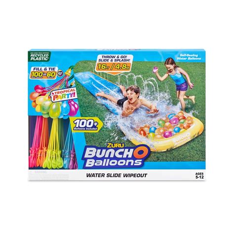 Zuru Bunch O Balloons Water Slide Wipeout and Self-Sealing Water ...