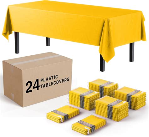 Amazon.com: Exquisite 24-Pack Yellow Plastic Table Cloth - 54In. x ...