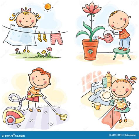 Kids helping their parents stock vector. Illustration of happy - 44631909