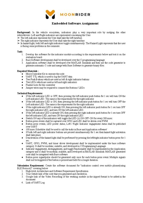 Embedded Software Assignment: Vehicle Indicator Module Development ...