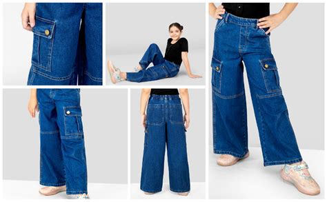 Naughty Ninos Girls Dark Blue Denim Cargo Pants (NN00002PNT_5-6 Years ...
