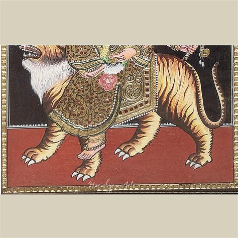 18" Large Durga Tanjore Painting with 24K Gold and Vibrant Colors