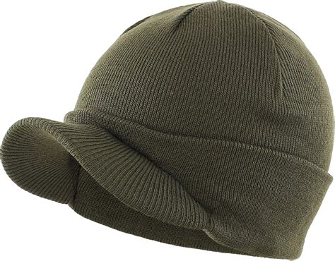 Home Prefer Men's Winter Beanie Hat with Brim Warm Double Knit Cuff ...