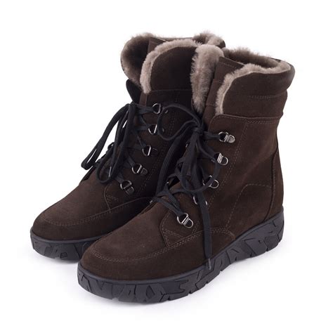 Women’s “Magda” Leather Winter Boots with Wool Lining Brown - Woolville.com