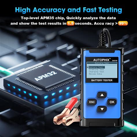 AUTOPHIX Battery Tester 12V 24V BAS100 Pro 100-2000 CCA India | Ubuy