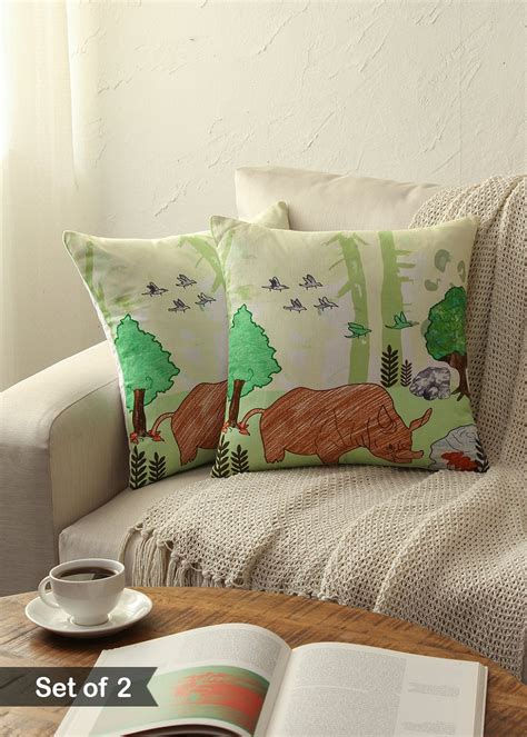 Get Gandara 100% Cotton Set Of 2 Cushion Covers-Multi at ₹ 499 | LBB Shop
