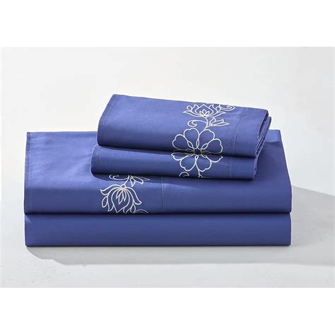 BrylaneHome Anna Embroidered Sheet Set in the Bed Sheets department at ...
