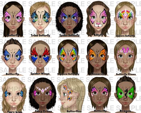 Face Painting Girl Butterfly Board Face Paint Design Menu - Etsy Finland