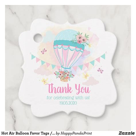 Hot Air Balloon Favor Tags | Personalized Thank You Tags
