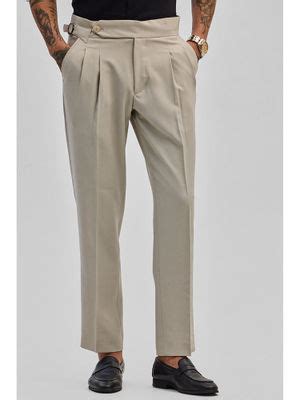 Buy Snitch Beige Stretch Slim Fit Trouser (28) Online
