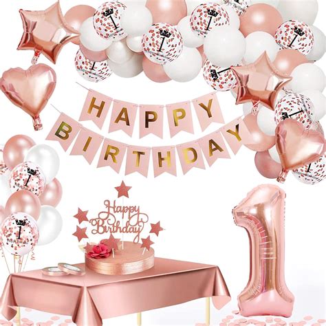 1th Birthday Decorations for Girls, Rose Gold Birthday Decoration, Girl ...