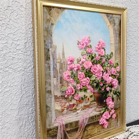 Картины Вышитые лентами Розы в замке купить в интернет-магазине Ярмарка ...