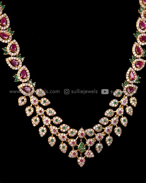 Diamond Lookalike Leaf Long Necklace Set – sulliejewels