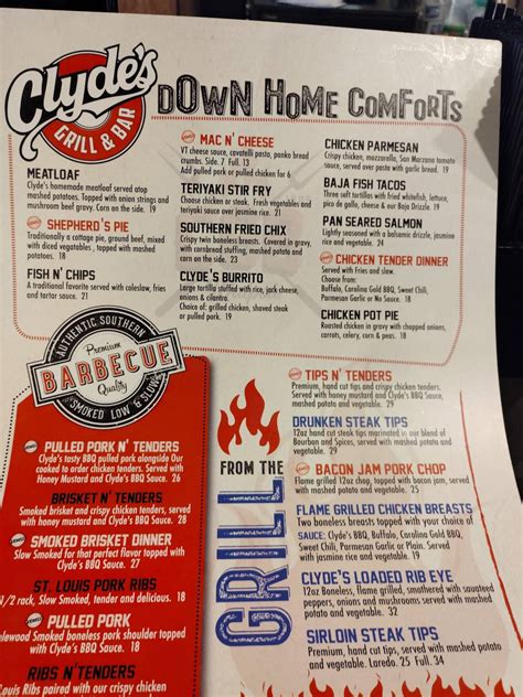 Menu at Clyde’s Grill and Bar, Walpole, 642 Providence Hwy