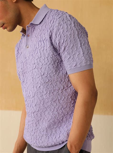 Buy Textured Lavender Polo | Casual Lavender Texture Polo for Men ...