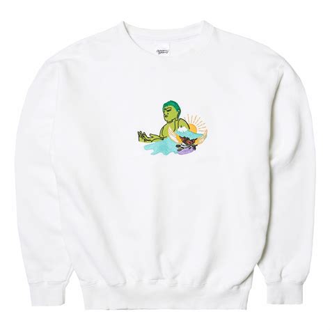 一富士二鷹三茄子、四から十まで大仏 仏像 トレーナー (刺繍) ホワイト 10.0oz | BOSATSU BRAND｜ボサツブランドの ...