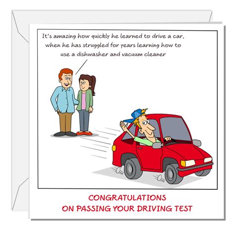 Driving Test Card Congratulations Card Funny Son Brother Passing Drive Car Successful Humorous ...