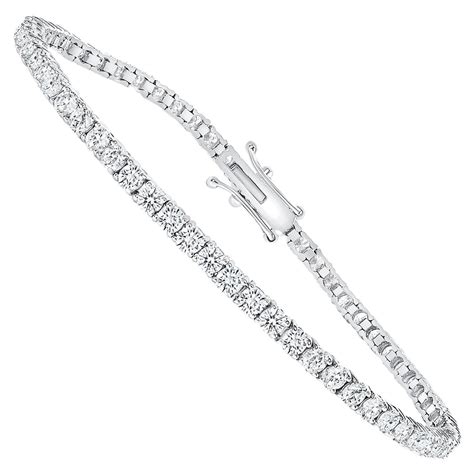 14K 5 Carat White Gold Round Diamond Tennis Bracelet For Sale at ...