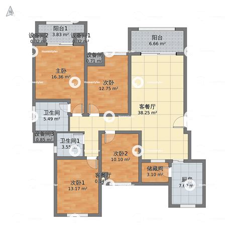 重庆市涪陵区 金科天宸2期4室2厅2卫 163m²-v2户型图 - 小区户型图 -躺平设计家