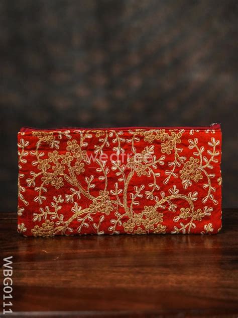 Floral Embroidery Purse with Zipper - WBG0111 – Wedtree