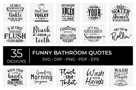 Funny Bathroom Quotes Bundle, 35 Designs Graphic by CraftlabSVG ...