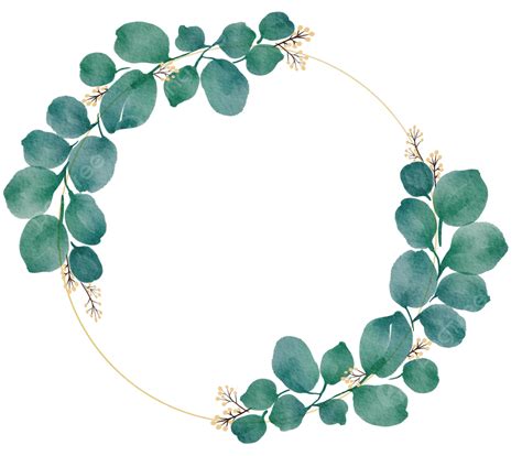 Gold Eucalyptus Frame Watercolor Greenery Frames Clipart Green Leaves ...