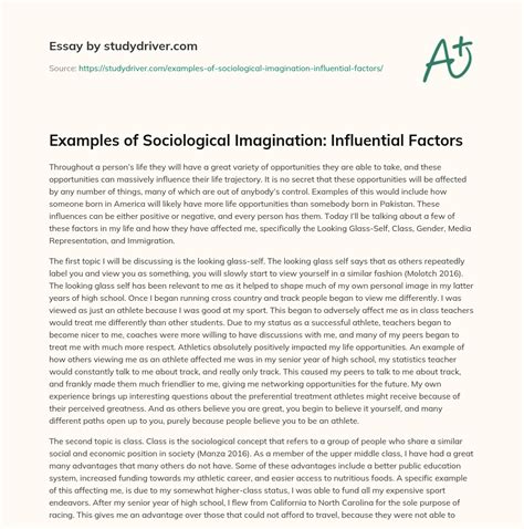 Examples of Sociological Imagination: Influential Factors - Free Essay ...