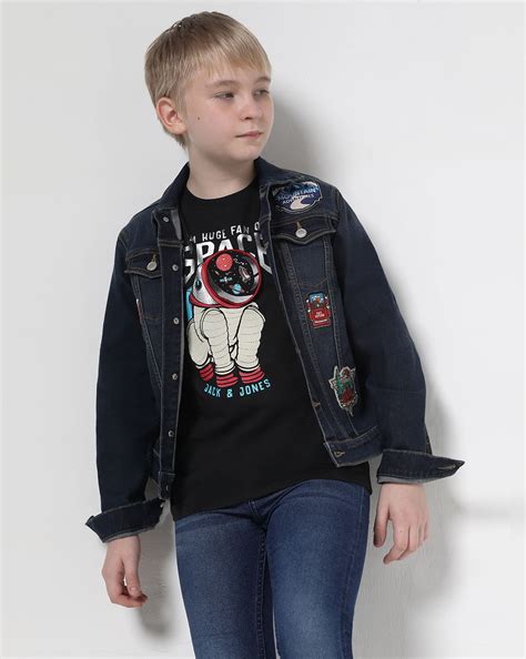 Boys Black Space Doggo Crew Neck T-shirt