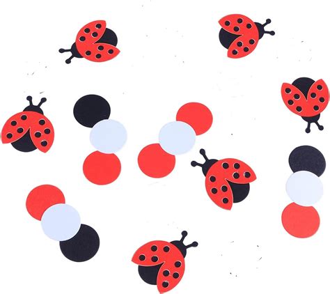Buy WSHA 360 Pieces Red Black Ladybug Confetti Red Black White Circle ...