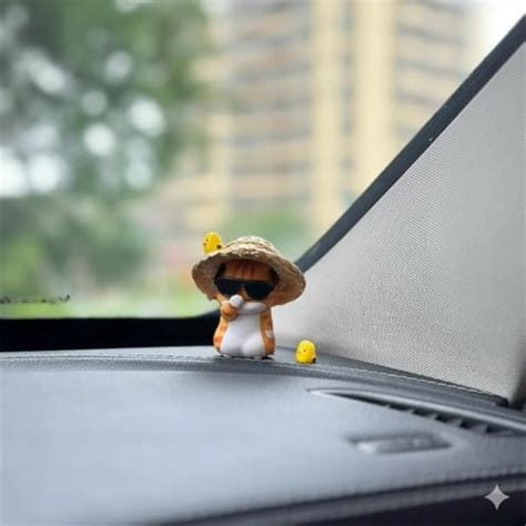 ZWIK Car Dashboard Decor Item | Cute Cat with hat & Sunglasses | Mini ...