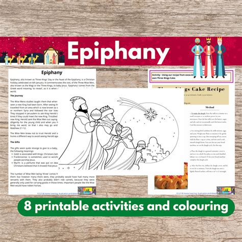 Wise Men and Epiphany Activities Christian January 6th Celebration Kids Worksheets Three Kings ...